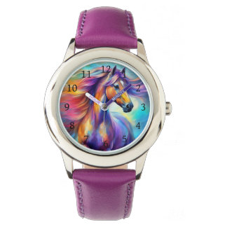 Mehrfarbige Pferd Bunt Armbanduhr