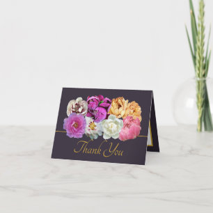 Mehrfarbige Pfingstrosen Botanisch Elegante Dankes Karte