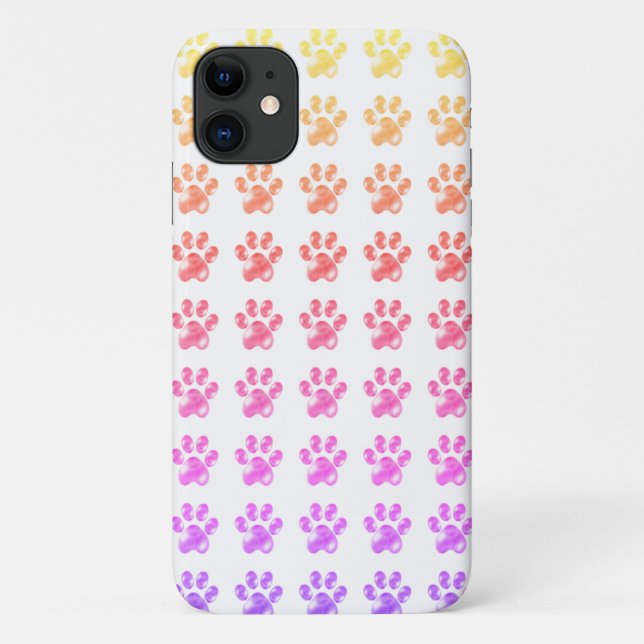 Mehrfarbige Pfotendrucke auf Weiß Case-Mate iPhone Hülle (Rückseite)