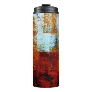Mehrfarbige Pinselstriche in Ölstruktur. Grunge  Thermosbecher