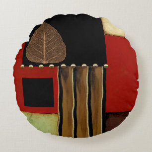 Mehrfarbige Platten-Malerei mit Brown-Blatt Rundes Kissen