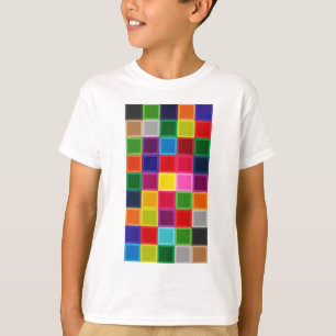 Mehrfarbige Plätze und Streifen Girly T-Shirt