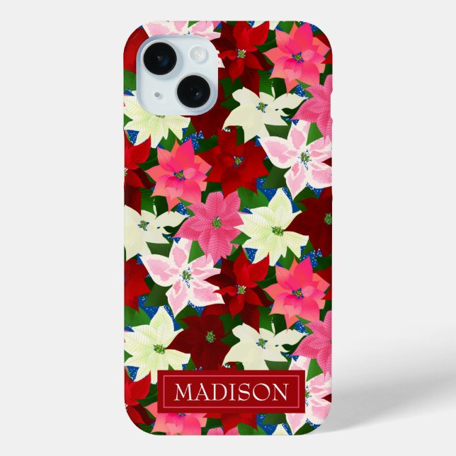 Mehrfarbige Poinsettia Weihnachten Case-Mate iPhone Hülle (Rückseite)