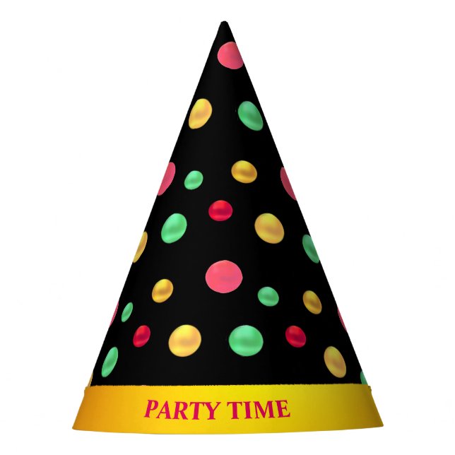 mehrfarbige Polka Dots Partyhütchen (Vorderseite)