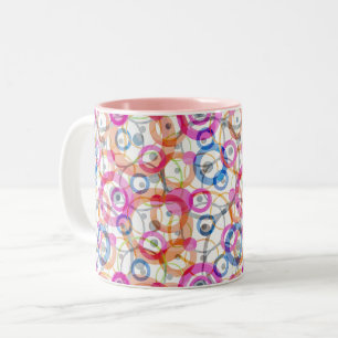mehrfarbige Polka-Punkte, Kreise auf weiß Zweifarbige Tasse