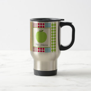 Mehrfarbige Polka-Punkte Lehrer-Tassen-Grün-Apples Reisebecher