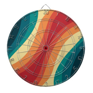 Mehrfarbige Retro-Wellendesign Dartscheibe