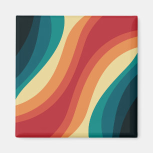 Mehrfarbige Retro-Wellendesign Magnet