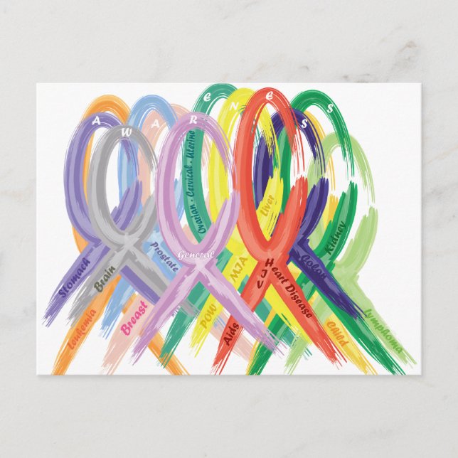 Mehrfarbige Ribbons für das Bewusstsein Postkarte (Vorderseite)