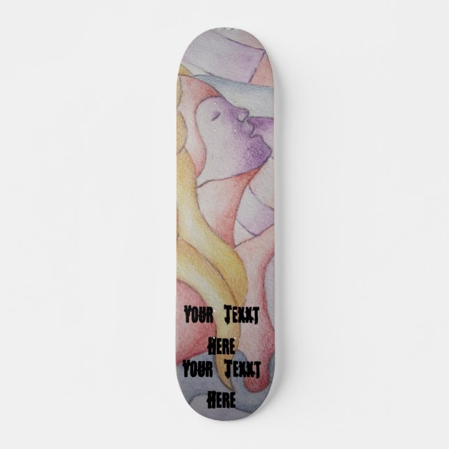 mehrfarbige rosa aufwerfendame der abstrakten skateboard (Vorne)