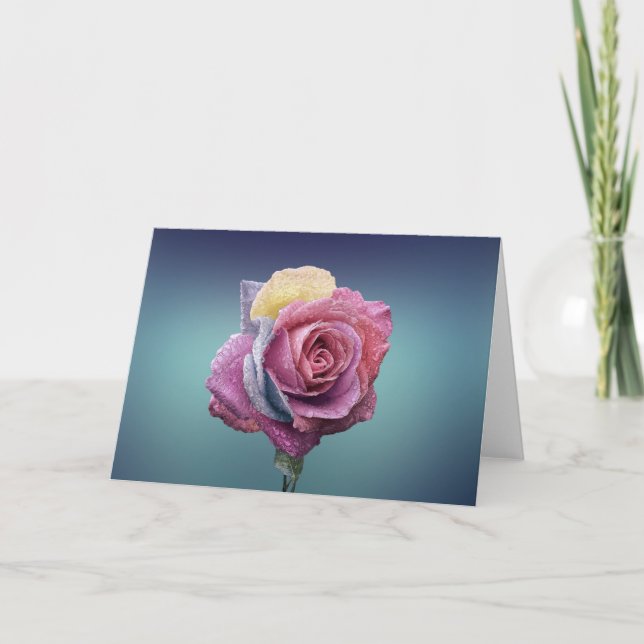 mehrfarbige Rose Karte (Vorderseite)