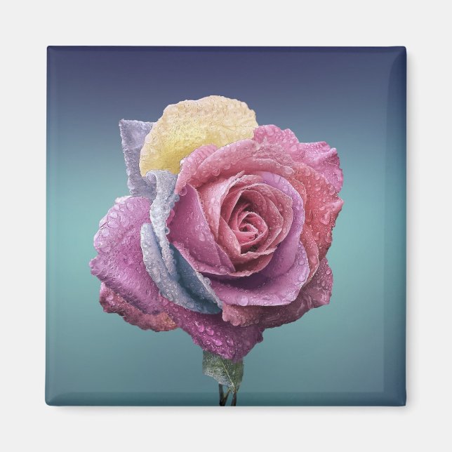 mehrfarbige Rose Magnet (Vorne)