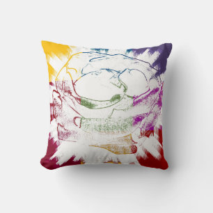 Mehrfarbige Rose Paint Art Design Abstrakt Kissen