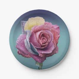 mehrfarbige Rose Pappteller