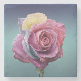 mehrfarbige Rose Steinuntersetzer