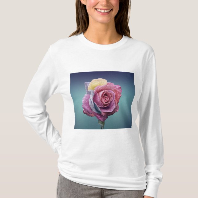 mehrfarbige Rose T-Shirt (Vorderseite)