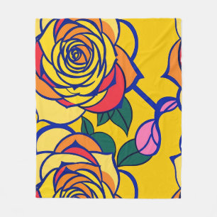 Mehrfarbige Rosen im Pop-Art-Stil Fleecedecke