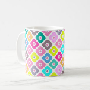 Mehrfarbige rustikale Blumenmuster auf Weiß  Kaffeetasse