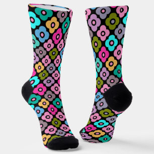 Mehrfarbige rustikale Blumenmuster auf Weiß  Socken