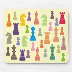 Mehrfarbige Schach-Stücke Mousepad