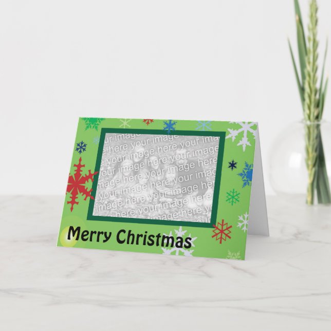 Mehrfarbige Schneeflocken Feiertagskarte (Vorderseite)