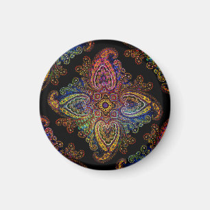 Mehrfarbige schöne Paisley auf Schwarz Magnet
