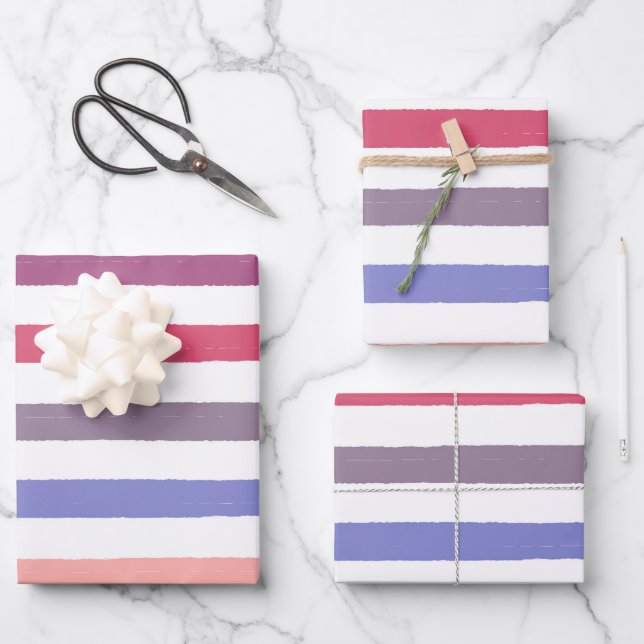 mehrfarbige Streifen Geschenkpapier Set (Vorderseite)