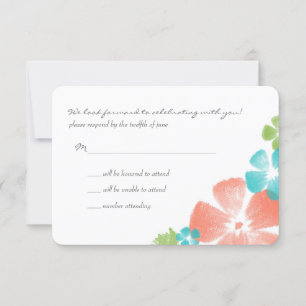 Mehrfarbige tropische Aquarell-Blumen Hochzeit RSV RSVP Karte