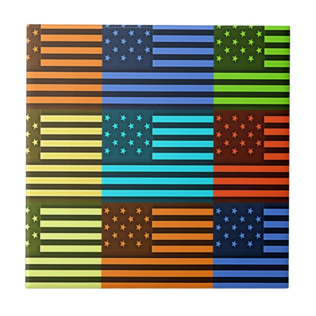 Mehrfarbige US-Flagge mit überprüfter Vektorgrafik Fliese (Vorderseite)