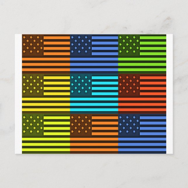 Mehrfarbige US-Flagge mit überprüfter Vektorgrafik Postkarte (Vorderseite)