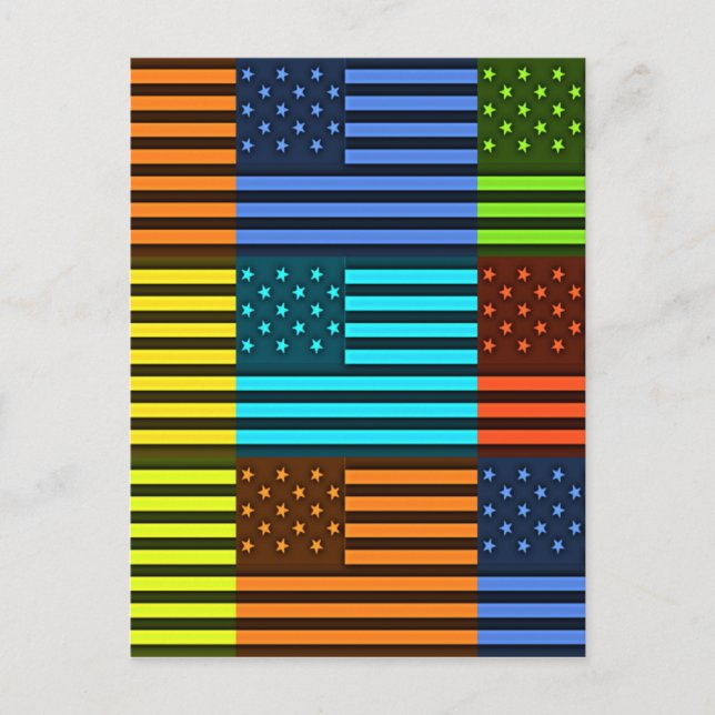 Mehrfarbige US-Flagge mit überprüfter Vektorgrafik Postkarte (Vorderseite)
