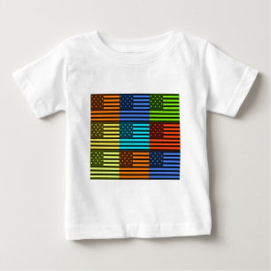 Mehrfarbige USA-Flagge Kariert: Moderne Abstrakte Baby T-shirt