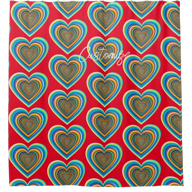 Mehrfarbige Valentinherz Thunder_Cove Duschvorhang (Vorderseite)