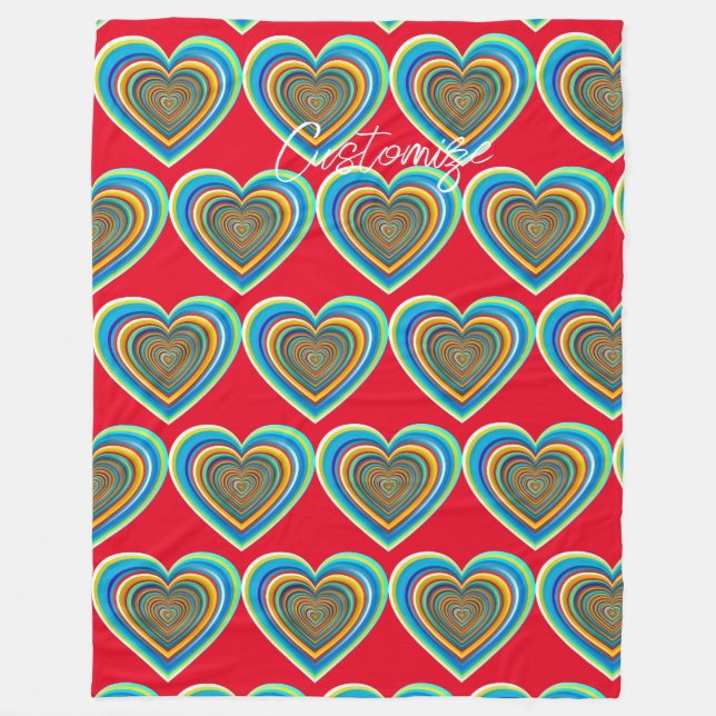 Mehrfarbige Valentinherz Thunder_Cove Fleecedecke (Vorderseite)