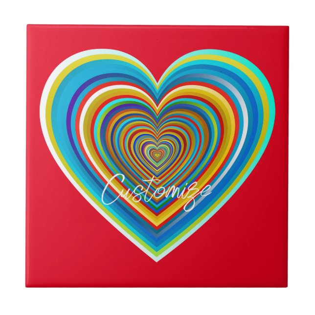 Mehrfarbige Valentinherz Thunder_Cove Fliese (Vorderseite)