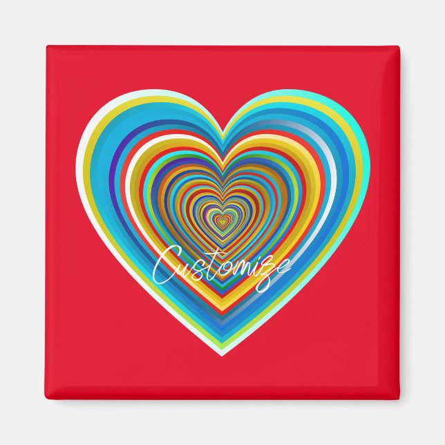 Mehrfarbige Valentinherz Thunder_Cove Magnet (Vorne)