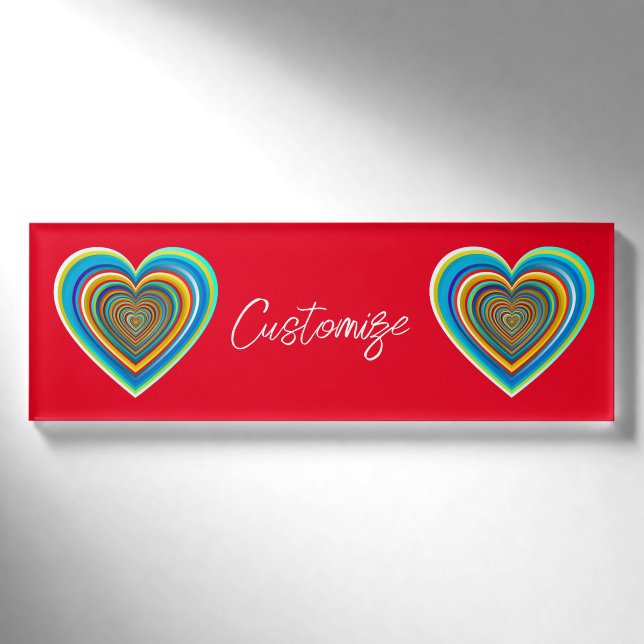 Mehrfarbige Valentinherz Thunder_Cove Namenschild (Vorderseite)