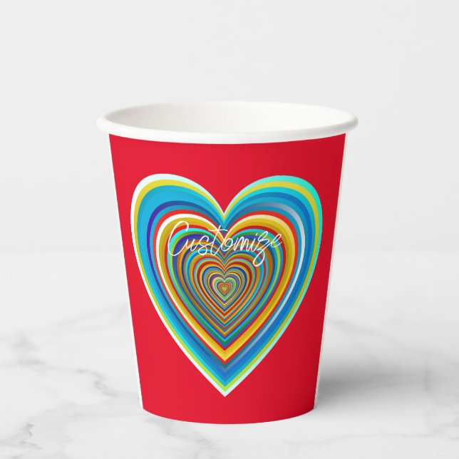 Mehrfarbige Valentinherz Thunder_Cove Pappbecher (Vorderseite)