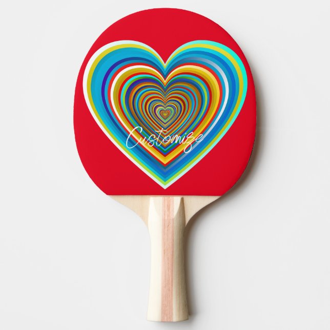 Mehrfarbige Valentinherz Thunder_Cove Tischtennis Schläger (Vorderseite)