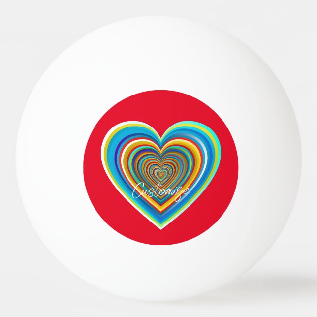 Mehrfarbige Valentinherz Thunder_Cove Tischtennisball (Vorderseite)
