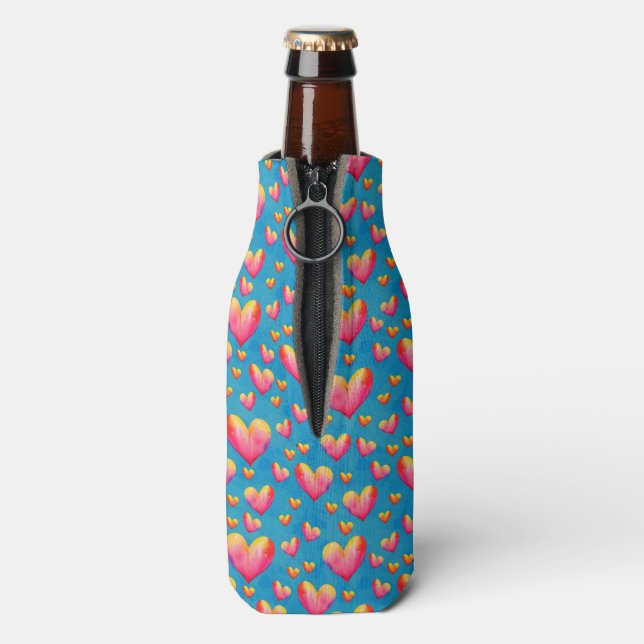 Mehrfarbige Wasserfarbenherde Flasche Cooler Flaschenkühler (Flasche Rückseite)