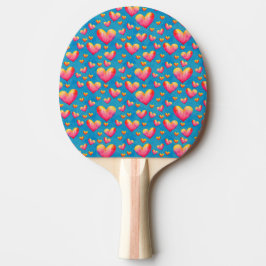 Mehrfarbige Wasserfarbenherzen Ping Pong Paddle Tischtennis Schläger