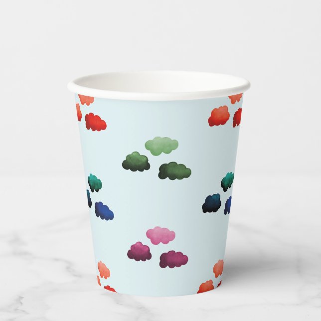 Mehrfarbige Wasserwolken Pappbecher (Vorderseite)