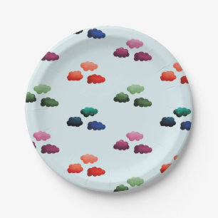 Mehrfarbige Wasserwolken Pappteller