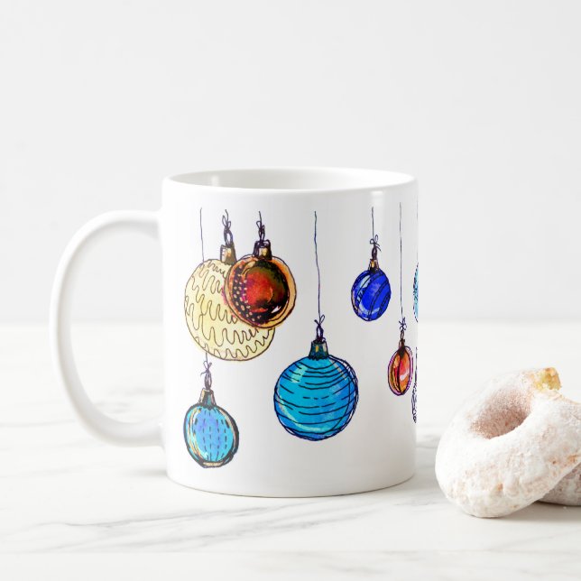 Mehrfarbige Weihnachtsbälle Kaffeetasse (Mit Donut)