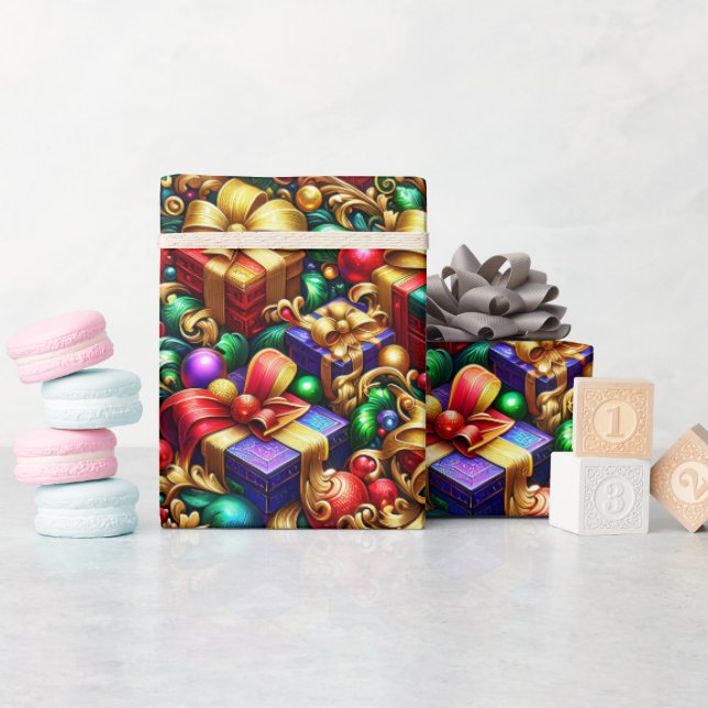 ~ mehrfarbige Weihnachtsgeschenke ~ Geschenkpapier (Babyparty)