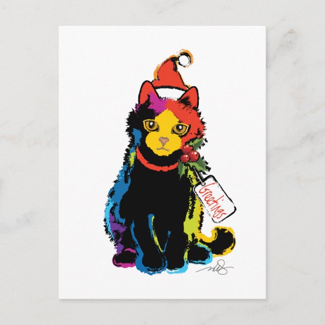 Mehrfarbige Weihnachtskarte Feiertagspostkarte (Vorderseite)