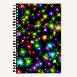 Mehrfarbige Weihnachtsstern-Strahlen-Muster Notizbuch
