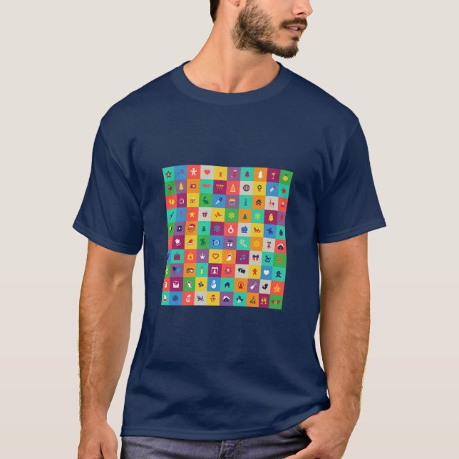 mehrfarbige Weihnachtssymbole T-Shirt (Vorderseite)