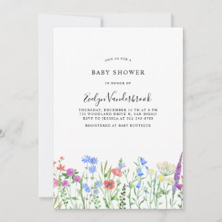Mehrfarbige Wildblumen-Baby-Shower-Feier Einladung